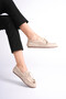 Verona Women's Beige Suede Beaded Lace-Up Daily Casual Ballet Flats Laofer - 2