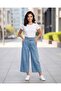 Women Blue Belted Wide Leg Jeans - 2