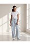 Women Blue Pearl Embellished Straight Jeans - 2