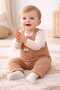 Eid 100% Cotton Baby Boy Quilted Embroidered Figures Double Salopet Set - 7
