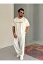 Laser Cut Tshirt - Seam Detail Tracksuit Men's 2-Piece Set - 4