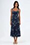 Floral Print Midi Dress with Heart Neckline - 6