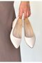 Beige Patent Leather Printed Women's Heeled Shoes - 2