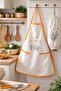 Punch Flower D Patterned Embroidered Kitchen Apron Punch Embroidered Bag Holder 2-Piece Kitchen Set