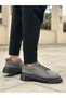 Rubber Laced Men's Casual Shoes Gray S Suede (Black Sole) - 4