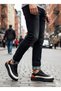 Lace-Up Parachute Fabric Men's Sports Shoes Black Cream Orange (Black Sole) - 4