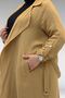 63006 Plus Size D Ring Detailed Muslin Trench Coat - Biscuit - 2