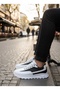 Lace-Up Men's Casual Shoes White Black (White Sole) - 2