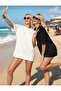 Women's Black and White Double O Oversized T-Shirt - 3