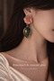 Joyce Green Leaf Shaped Dangle Earrings - 2