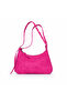 Fuchsia Suede Women's Shoulder Bag Adjustable Strap Piece Zippered Baguette Model – - 5