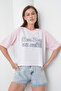 Women's Pink New York Printed 100% Cotton Raglan Sleeve Oversized White T-Shirt - 4