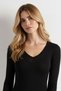 Women's Long Sleeve V-Neck Sheer Cashmere Blouse - 4