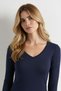 Women's Long Sleeve V-Neck Sheer Cashmere Blouse - 3