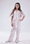 Ruffle Detail Blouse & Wide-Leg Pants