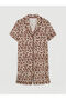 Ecru Leopard Printed Piece Women's Shorts Pajama Set - 5