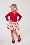 Girl's Heart Patterned Skirt Suit Red Festive Suit - 5
