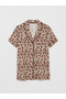 Ecru Leopard Printed Piece Women's Shorts Pajama Set