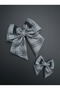 Gray Plaid Dog Bow Tie Ribbon - Pet Accessory for Collar - 3