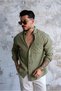 Pocket Embroidery Detailed Fine Textured Shirt Green - 4