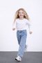 Girls' New Season Denim Fabric Pants with Stone Print Detail, Ages 3-10