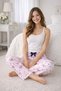 Women's Striped Ribbon Heart Des Patterned Mu Cotton Iyonk Detailed Pajama Bottoms - 3