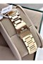 Gold Color Stone Model Steel Women's Wristwatch + Bracelet - 4