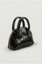 Black Shiny Patent Leather Women's Mini Handbag Crossbody Bag Vintage Model - 2