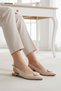 Beige Patent Leather Women's Ballerinas - 3