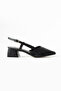 Black Glittery Women's Short Block Heeled Shoes - 4