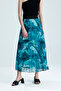 Patterned Lined Pleated Elastic-Waist Chiffon Skirt Pleated - 4
