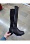 Black Knee-Length Miracle Boots with Stone Detail, Can Be Stretched by All Chimneys