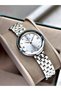 Silver Color Cutting Glass Stylish Design Fashion Women Wrist Watch + Bracelet - 3