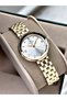 Gold Color Cutting Glass Stylish Design Fashion Women Wrist Watch + Bracelet - 3