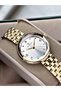 Gold Color Cutting Glass Stylish Design Fashion Women Wrist Watch + Bracelet