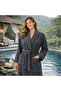Hooded Anthracite Bathrobes, Cotton Pieces, Pocketed Pieces, Belt Pieces, Large Size Option Available - 4
