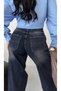 Women's High Waist Side Pocketed Back Seam Baggy Pants - 3