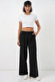 Women's Elastic Waist Wide-Leg Pants 30087 - Black - 3