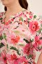 بنقشة زهور قميص كبير الحجم بأكمام مزمومة باللون الفوشيا - 2