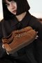 Elsiy Women's Genuine Leather Suede Rubber Laced Casual Shoes 4353