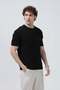 Men's Crew Neck Textured 100% Cotton T-Shirt Black - 26Y 2915