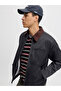 Black Solid Zip-Up Worker Jacket - 7