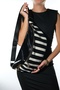 Venta Black White Striped Women's Large Waist Bag - 2
