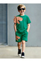 Boys Green Dino Print T-Shirt and Shorts Set - 3