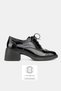 Women's Black Patent Leather Genuine Natural Leather Leather -41 Size Thick Heel Lace-Up Oxford Shoes