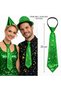 Green Color Sequined Sparkling Party Tie 33 cm