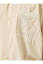 Men Cream Shirt with Crochet Pocket Detail - 3