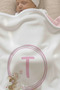 Reversible - Interlock Baby B Blanket I 80X80Cm - Cute Rabbit Letter Series in a Circle - Letter t - 2
