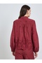 Women Burgundy Schiffli Long Sleeve Shirt - 4