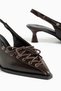 Coffee Leather Women's Classic Heeled Shoes - 3